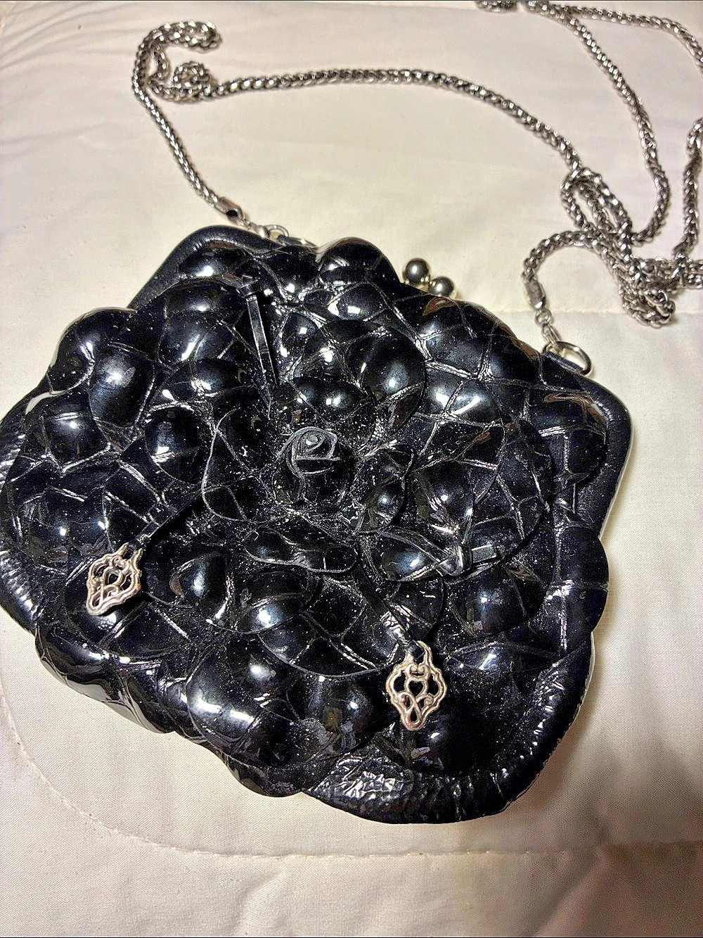 Brighton Floral Black Chain Clutch